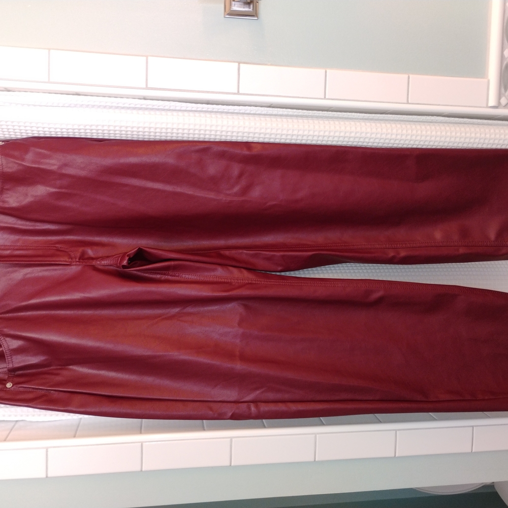 Burgundy Faux Leather Pants